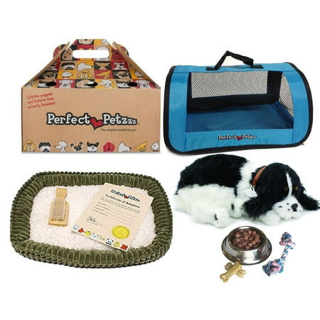 Cocker Spaniel Treat - Perfect Petzzz Huggable Breathing Puppy Dog Pet Bed Cocker Spaniel with Blue Tote For Plush Breathing Pets, Dog Food, Treats, and Chew Toy