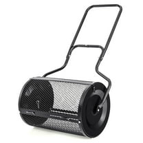 Spaco 24” Peat Moss Spreader with Upgrade Side Latches and U-shape Handle-Black, Lawn Roller for Garden, Farm, Park, Black
