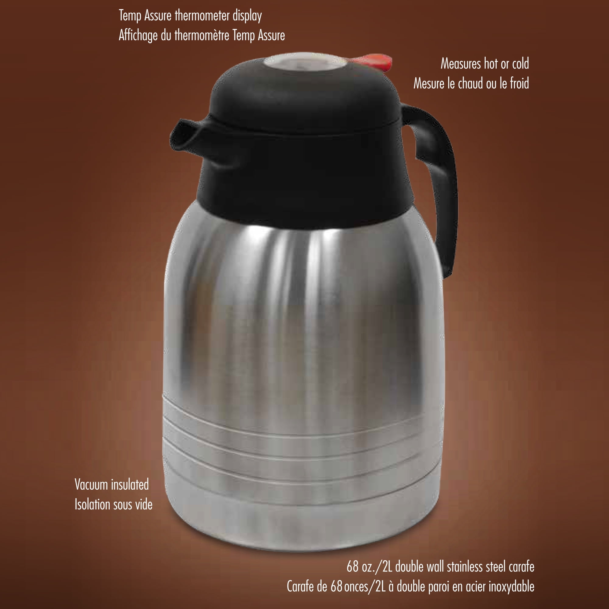 PinDuoWu Coffee Carafe 68Oz Carafe for Hot Liquids 316L Stainless Steel  Thermal Coffee Carafe for Keeping Hot Coffee, 2 Liter Double Walled  Insulated