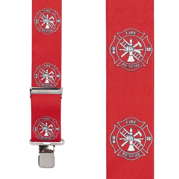 SuspenderStore Fire & Rescue Suspenders - 2-Inch Wide Elastic - Clip - 3 Sizes