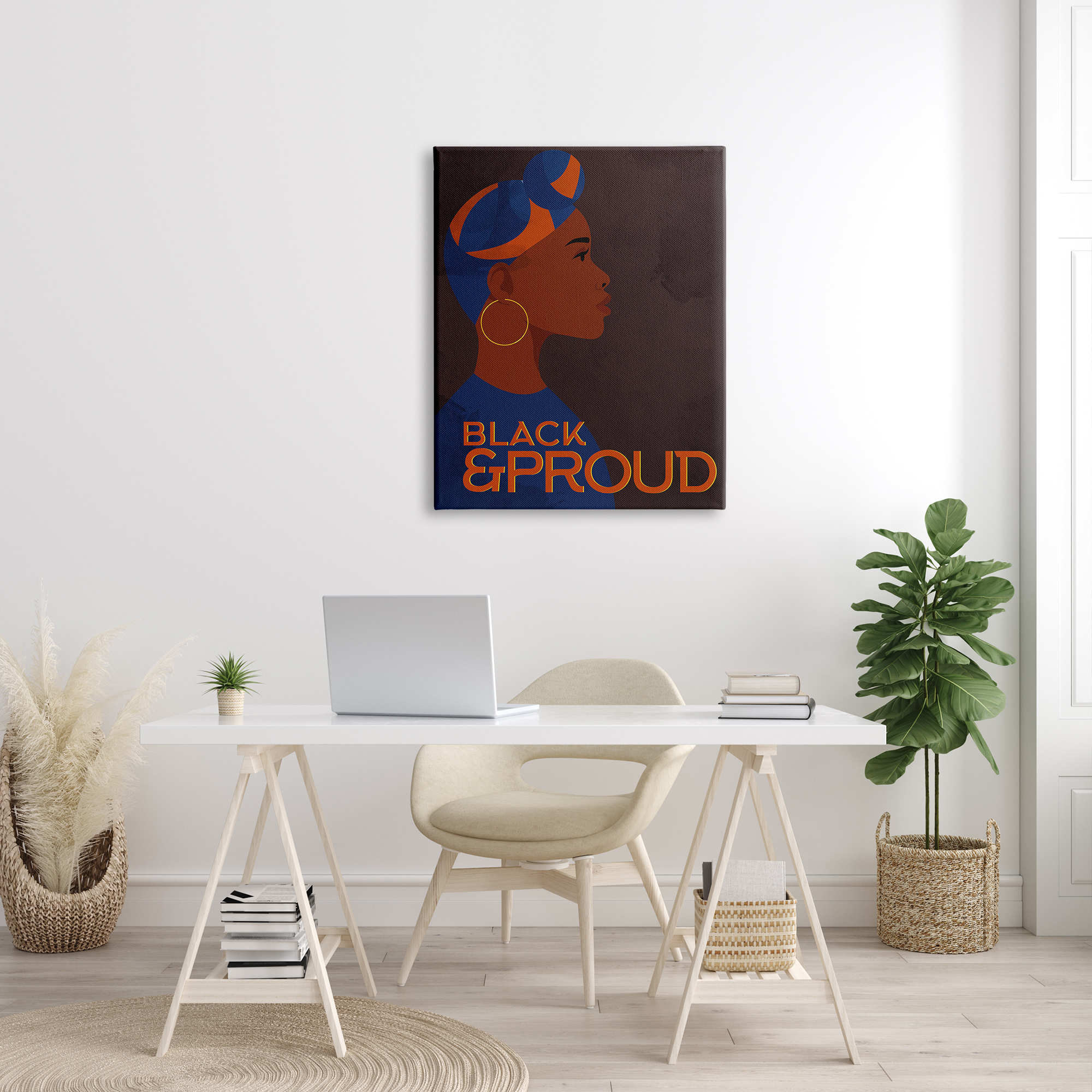 Stupell Industries African American Woman Black and Proud Phrase Typography Painting Gallery Wrapped Canvas Print Wall Art, 30 x 40