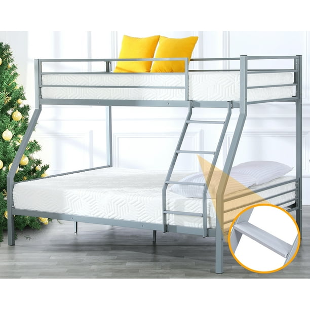 VINGLI Bunk Beds Twin Over Full Size with Flat Rung Steps, Heavy Duty