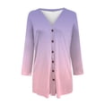 thumbnail image 5 of Women's Mid-Length Gradient Color Cardigan, Open Front Button Down Knit Sweater, Lightweight Longline Cover Up, Casual Duster Coat, Tunic Length Layering Piece Pink1 XL, 5 of 7