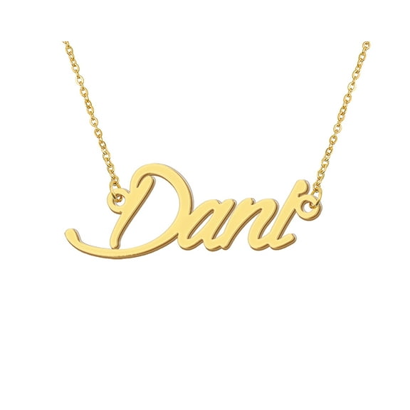 HUAN XUN 18k Gold Plated Dani Name Necklace Stainless Steel Nameplate Necklaces for Womens Mens Mother Day Christmas Jewelry Gift