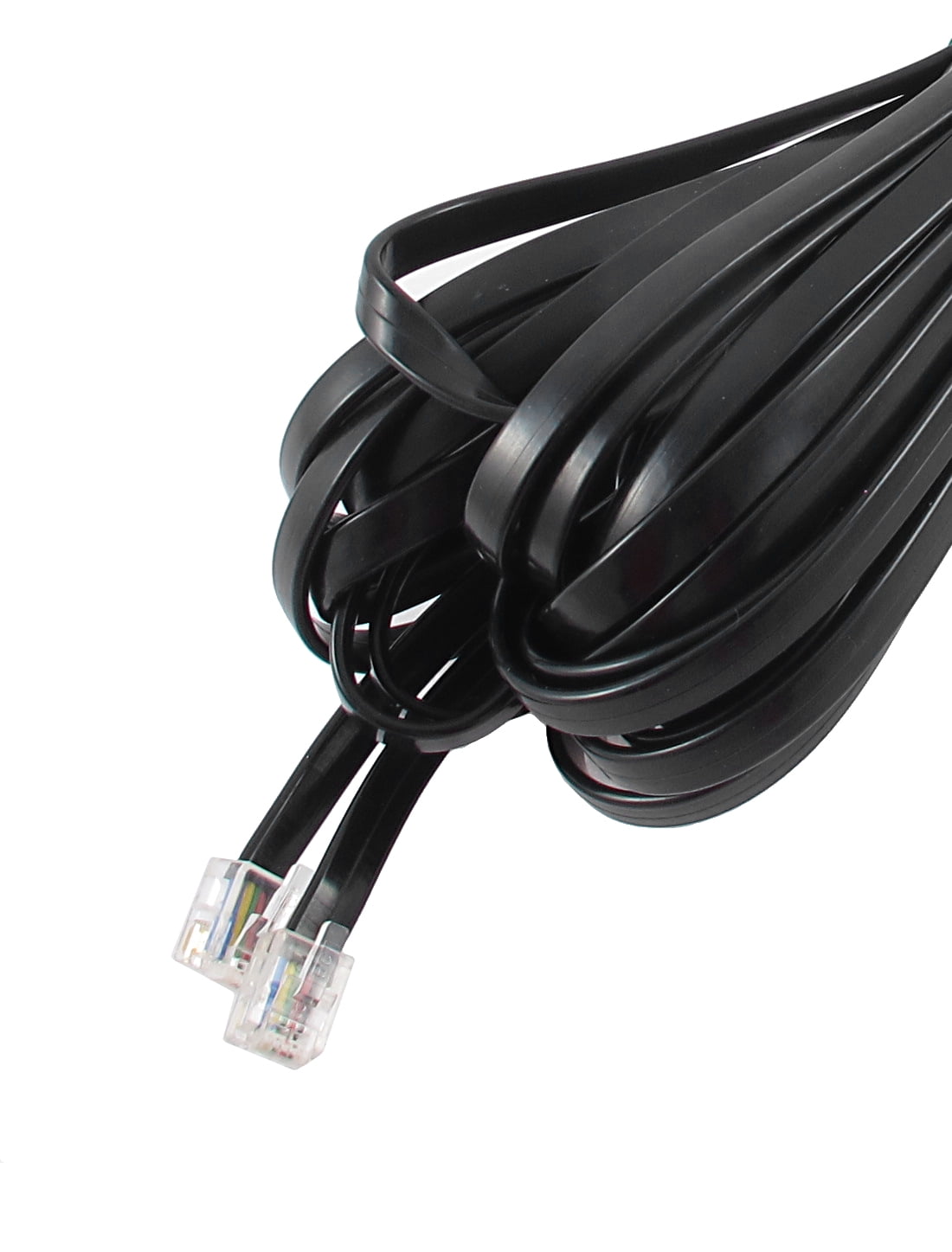 33Ft Length 6P6C RJ11 Telephone Extension Fax Modem Cable Line Black