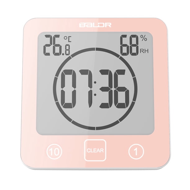 Reloj de baño de moda para interiores, medidor de temperatura y humedad para el baño del hogar, reloj despertador para el hogar