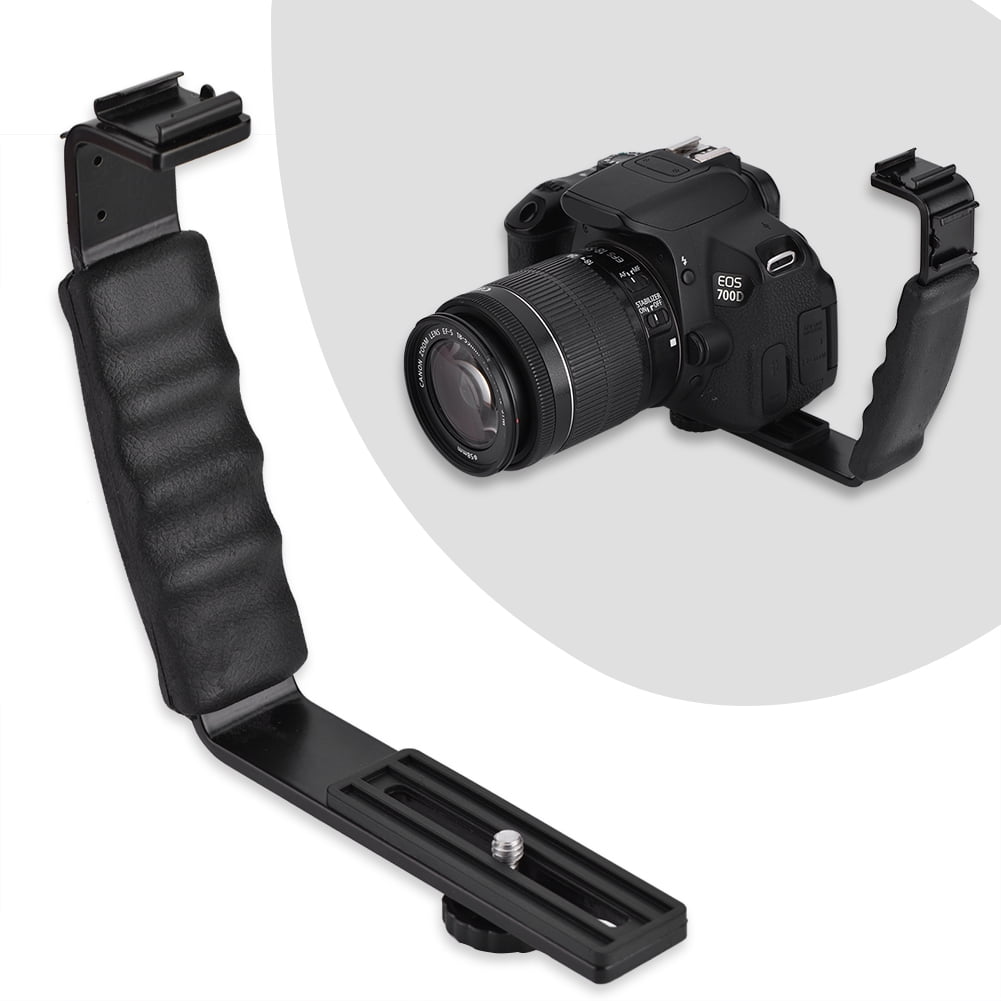 OTVIAP Camera Flash LBracket Dual Hot Shoes Holder Mount Adapter Mount