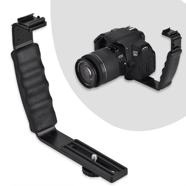 OTVIAP Camera Flash LBracket Dual Hot Shoes Holder Mount Adapter Mount