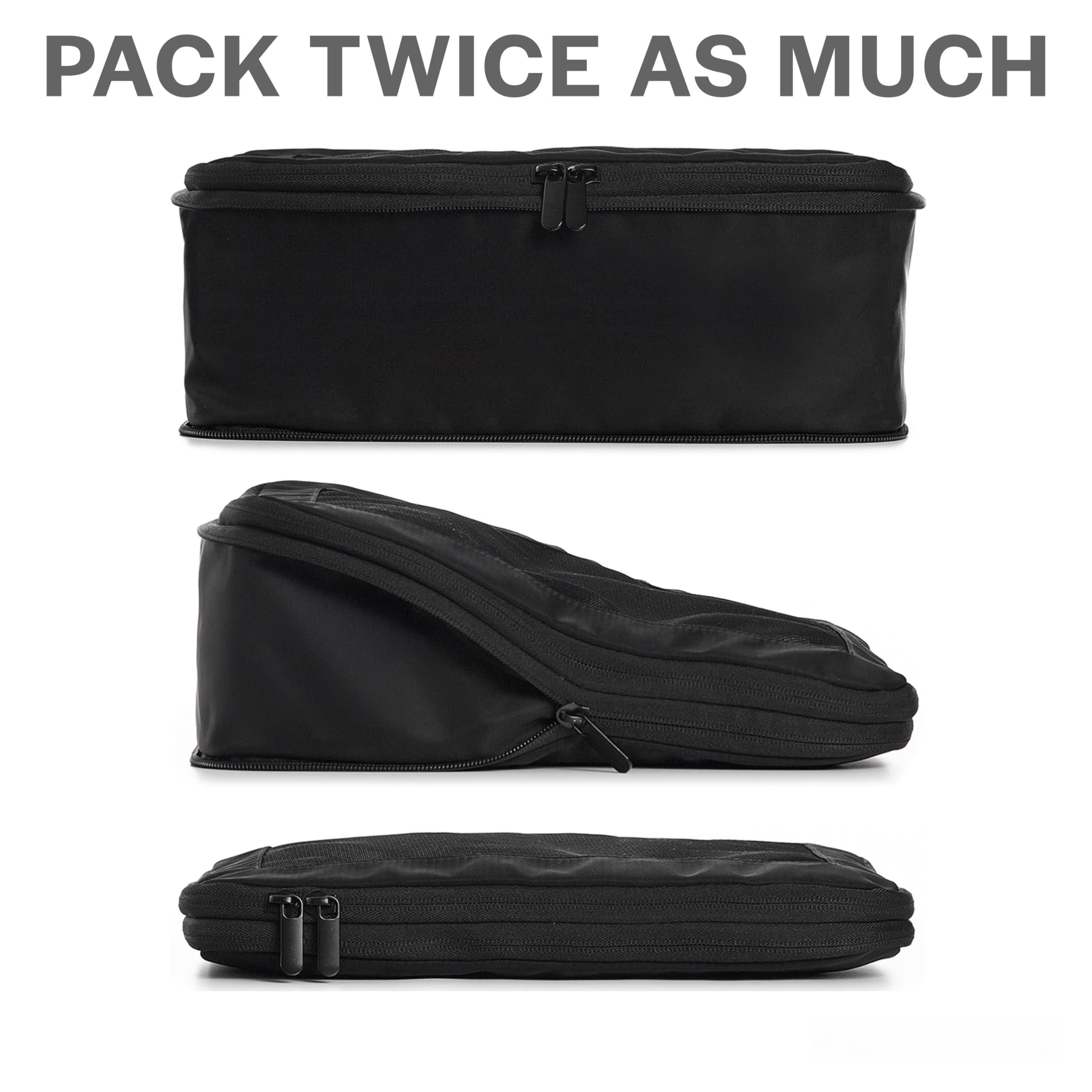 Black 2-Pack Travel Packing Cubes Luggage Organizer Bags