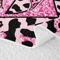 thumbnail image 5 of Erosebridal Pink Cheetah Print Boys Girls Bed Spread Queen, Princess Bow Z Letter Queen Coverlet Set, 3-Piece, 5 of 7