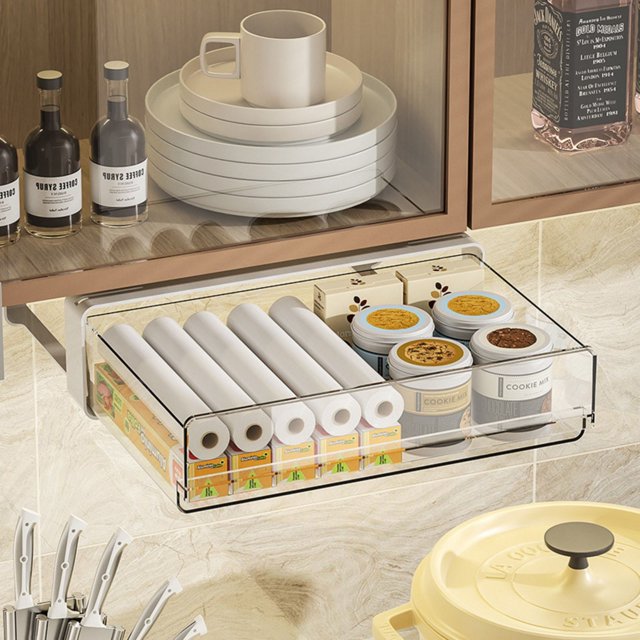 Under Desk Drawer Organizer Pull Out Storage Organizer Slide Out Pantry Drawer Under Desktop Storage Organizer For Pantry Home Kitchen Bathroom Office Cabinet