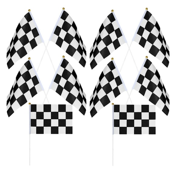 Racing Signal Flag Banner Lattice Race Car Party Decor Checkered Flags on Sticks Decorations 10 Pcs