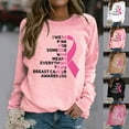 thumbnail image 4 of WREESH Women's Casual Breast Cancer Awareness Sweatshirt Crewneck Pullover Pink Ribbon Letter Shirts Black, 4 of 5