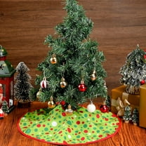 Guvpev 15" Christmas Tree Skirt - Xmas Tree Skirt Mats for Christmas Tree Decorations - Red & Green Polka Dot Christmas Tree Skirt for Indoor Outdoor Holiday Xmas Party Decorations