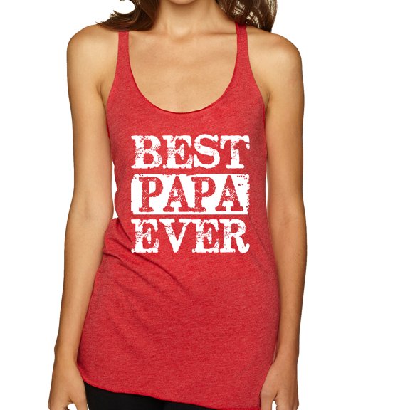Wild Bobby, Best Papa Ever, Father's Day, Women Tri-Blend Racerback Tank Top, Vintage Red, Small