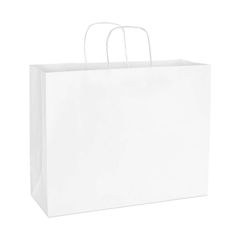 Prime Line Packaging White Gift Bag, Large Paper Bags with Handles
