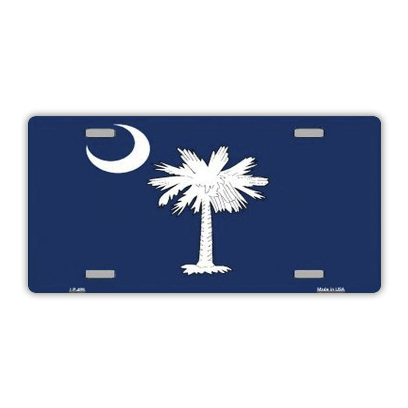 Blue Line Palm Tree & Moon SC Law Enforcement Aluminum License Plate