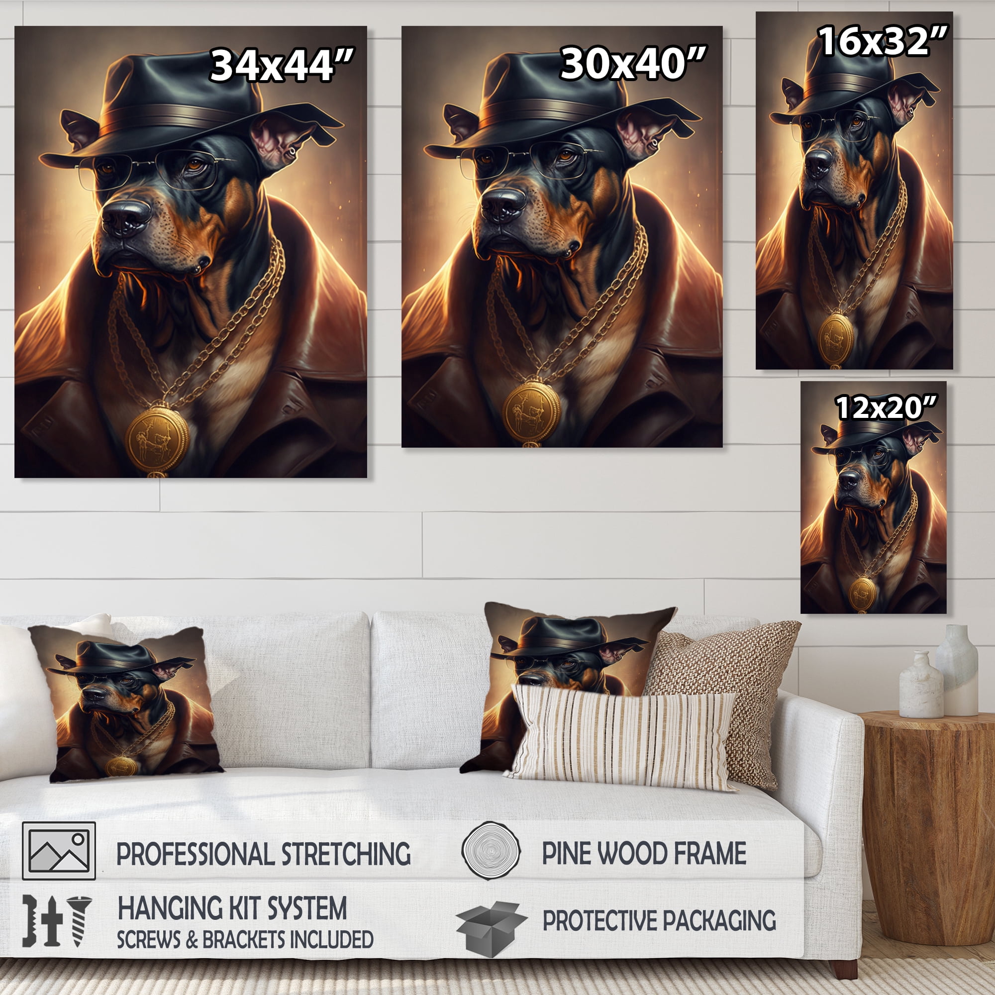 Designart Mafia Dog III Canvas Wall Art