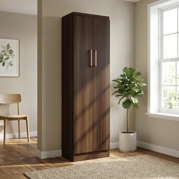 Ropero Closet Armario de Madera con 5 Entrepaños y 2 Puertas, Almacenamiento de Ropa