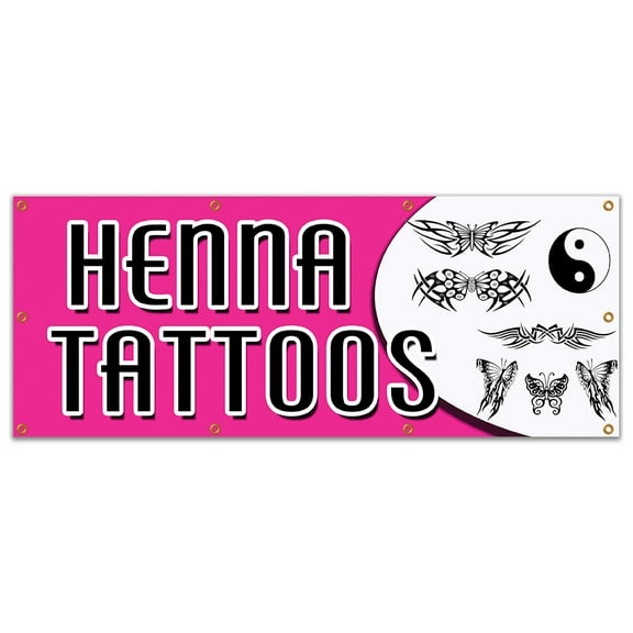36"x96" HENNA TATTOOS BANNER SIGN natural long lasting temporary parlor artist