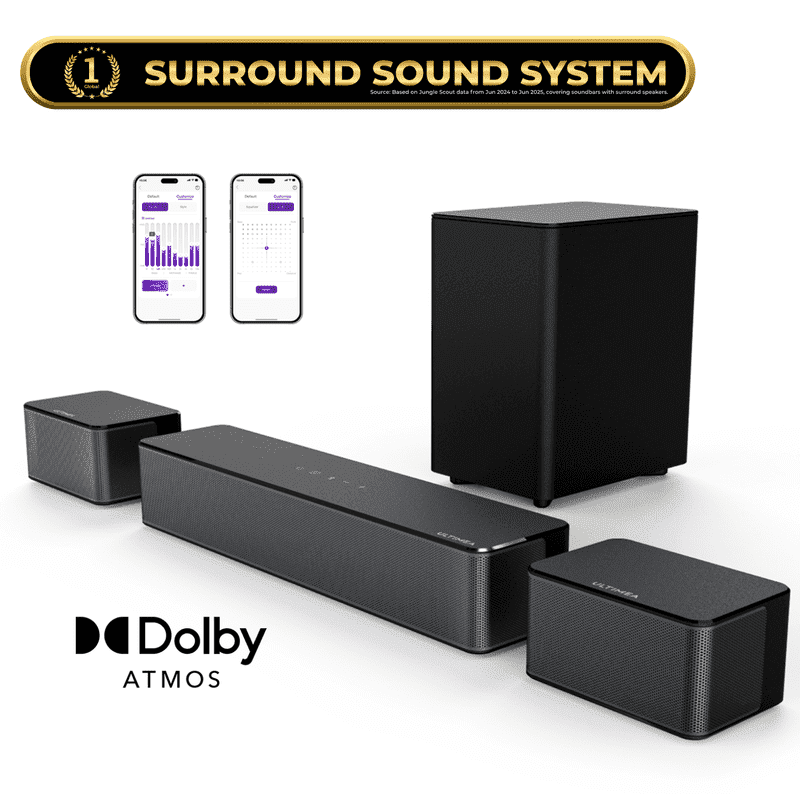 ULTIMEA Barre De Son TV Aura A40 7.1 Surround Virtuel 330W - Avec Caisson De Basse Et 4 Haut-parleurs Surround