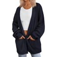 thumbnail image 3 of Womens Oversized Cardigan Soft Knit Cardigan Sweater with Pockets Black S, 3 of 8