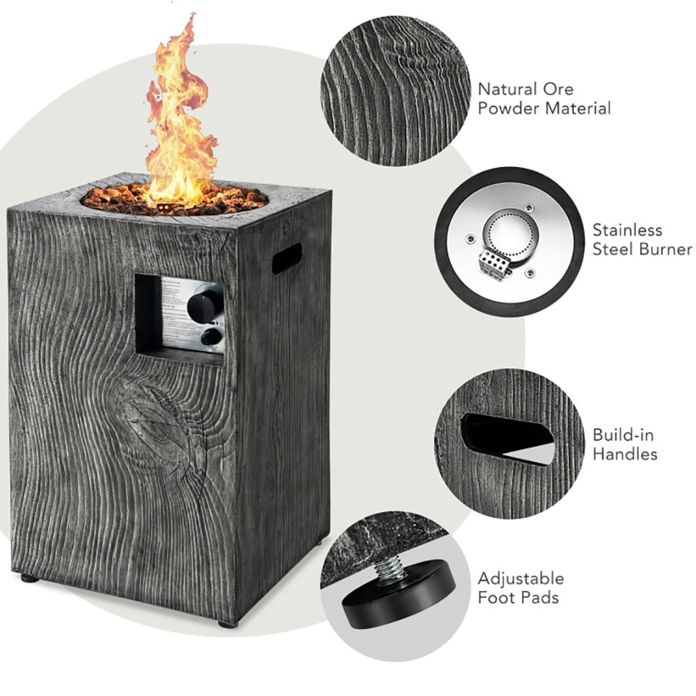 Resenkos Fire Pit, Fire Bowl,Outdoor Firepit,16 Feet Square Outdoor Propane Fire Pit with Lava Rocks Waterproof Cover 30 000 BTU