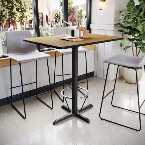 Emma   Oliver 30"x42" Natural Laminate Bar Table Top-23.5"x29.5" Base/Foot Ring