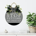 thumbnail image 4 of Eveokoki Stop Petting My Peeves Sign Farmhouse Wood Sign Front Porch Decor Rustic Wooden Sign Wall Decor Hanging Wooden Decorations with Bow-Knot for Home Porch Wall Door, 12 x 12 Inch, 4 of 5