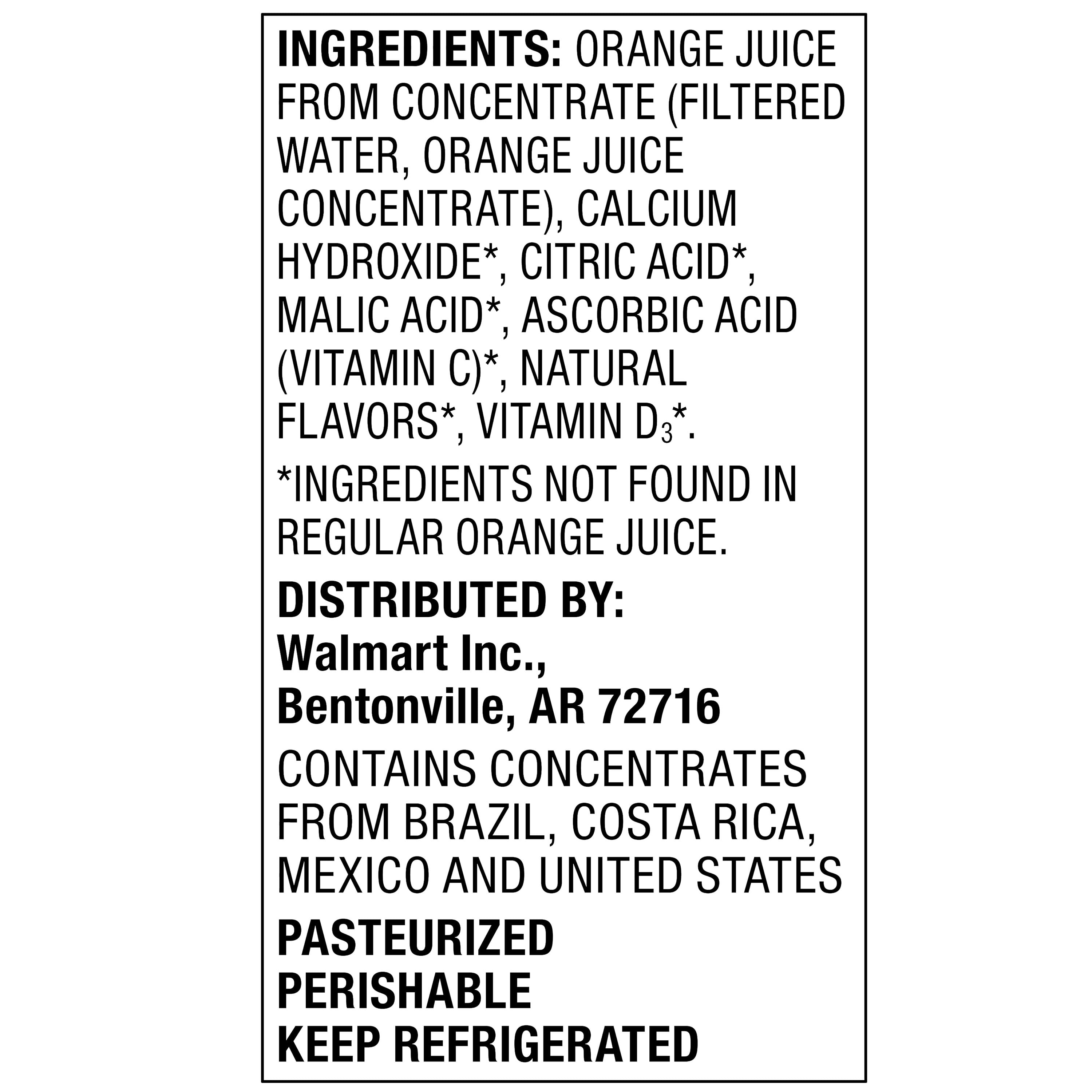 Great Value 100% Orange Juice from Concentrate, No Pulp, Calcium, and Vitamin D, 64 fl oz