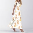 thumbnail image 2 of LWavelet Women's V-Neck Ruffle Sleeve Bunny & Easter Egg Bow Print Maxi Dress for Easter & Casual Outfits White L, 2 of 4