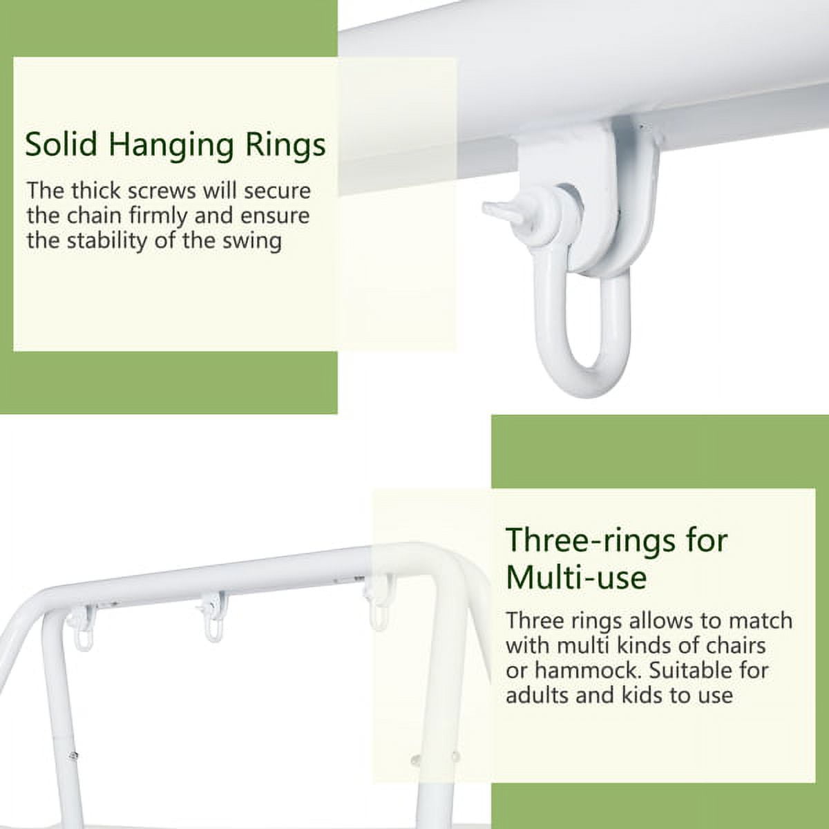 133*137*180cm Wrought Iron Four-Legged Standing 200kg Three Rings Hanging Chair Frame White