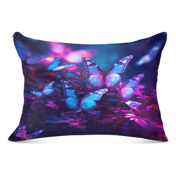 Bright-colored Butterflies Plush Pillow Cases Standard Size Ultra Soft Warm Pillowcases with Zipper 20"x26"