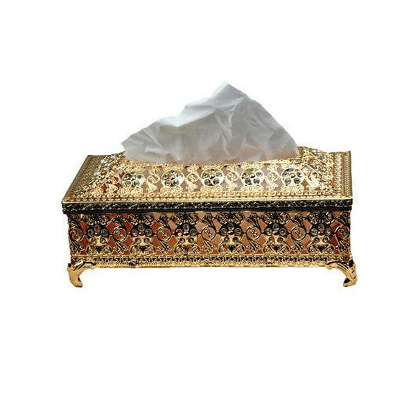 Funda para pañuelos, color dorado intenso, hecha a mano, 25 x 8 cm