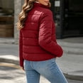 thumbnail image 5 of BXJX Womens Puffer Jackets, Stand up Collar Long Sleeve Lightweight Full Zip Winter Outerwear with Pockets Wine Size S-2XL, 5 of 9