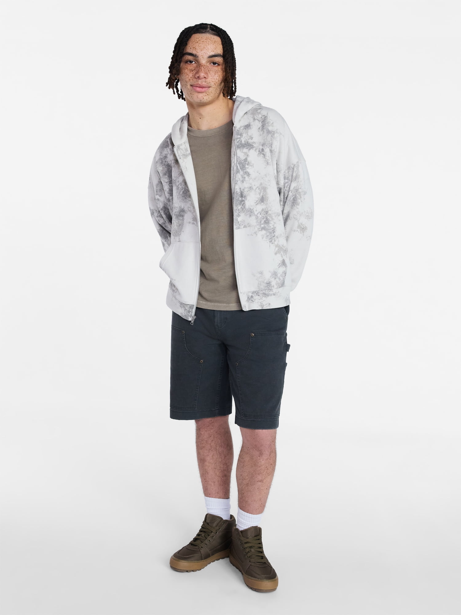 No Boundaries Men's Oversized Boxy Tee with Short Sleeves, XS-4XLT