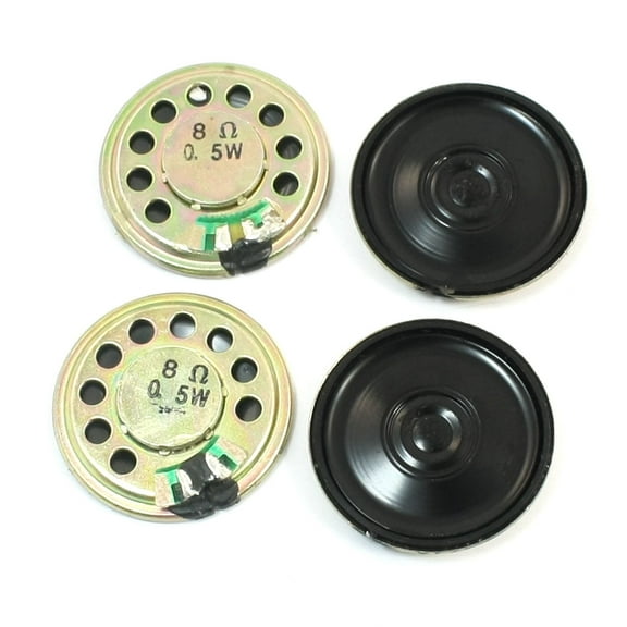 Unique Bargains 4 Pcs 30mm Dia 0.5W 8 Ohm Round Metal Case Internal Magnet DVD EVD Speaker