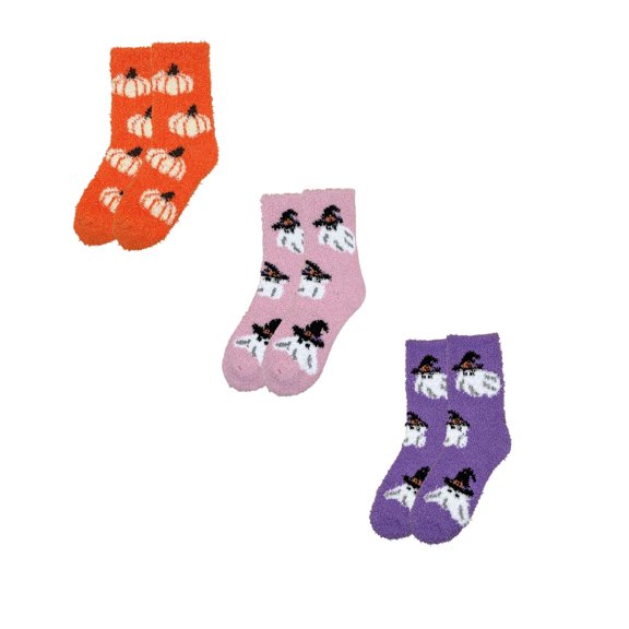 jiaxiM 3 Pairs Fall Socks, Plush Socks, Festive Halloween Mid‑Calf Hosiery, Thick Fluffy Material, Elastic Fit, Comfort House Socks For Relaxing At Home