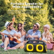 JYX Bluetooth Speaker, 60W Powerful Sound Party Speaker with RGB Light, Portable Speaker with 2 Wireless Microphone