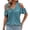 Blue, variant on Womens Summer Tops Clod Shoulder V-Neck Short Sleeve Blouses Pleated Loose Fitted Casual Tunic
