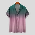 thumbnail image 2 of WREESH Men's Button Down Shirts Casual Fashion Printing Turn-Down Collar Short Sleeve Breathable Shirts with Gradient Prints Pink, 2 of 5