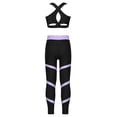 thumbnail image 2 of JanJean Girls Gymnastics Dance Outfits Sports Top Bra with Color Block Yoga Leggings Set Ice Skating Black&Lavender 6, 2 of 7