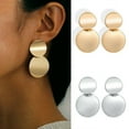 thumbnail image 2 of Thinsont 1 Pair Alloy Earring Ear Pendent Fashion Jewelry Fine Workmanship Long-lasting Round Plate Exquisite Attractive Silver, 2 of 6
