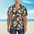 thumbnail image 2 of Pofeuu Vector Butterflies Print Hawaiian Shirt for Men Sleeves Casual Button Down Summer Beach Dress Shirts T-Shirts,Large, 2 of 7