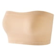 thumbnail image 3 of DDAPJ pyju Womens Strapless Bras Wireless Bandeau Bra Seamless Comfort Padded Tube Bra Supportive Bralette Beige L, 3 of 8
