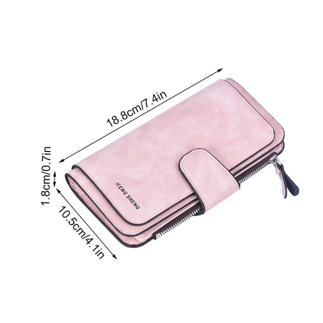 Cartera de mujer, Cartera de mujer esmerilada, Monedero con cremallera, Monedero con foto, Cartera larga para mujer