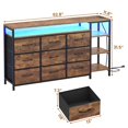 thumbnail image 3 of Afuhokles 9 Drawers Dressers for Bedroom with LED Lights and Powers Outlets,TV Stand for 55, 60 Inch TV, Entertainment Center with Drawers and Open Shelves, Rustic Brown, 3 of 8