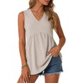 thumbnail image 2 of enyan Womens Workout Tops Women's Tank Tops V Neck Summer Racerback Tops Loose Fit Casual Sleeveless Tee Workout Yoga Athletic Shirts,Beige,XXL, 2 of 7