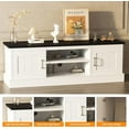 thumbnail image 3 of Farmhouse TV Stand for 65 Inch TVs Entertainment Center with Storage Cabinets Modern Media Console Table，White&black, 3 of 7