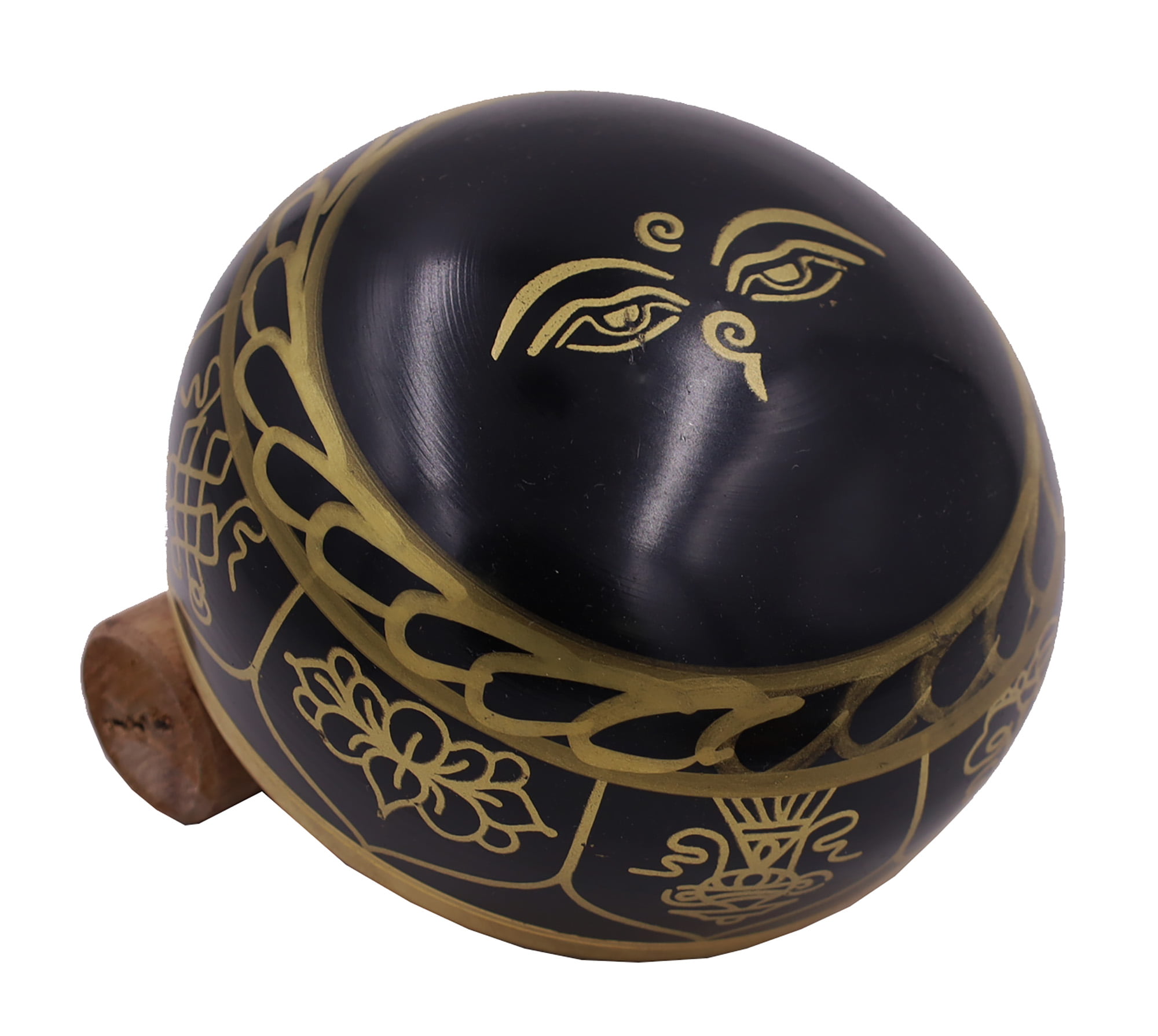 Gorgeous Meditation 8 Lucky Symbols Singing Bowl / Cushion / Mallet (Black)